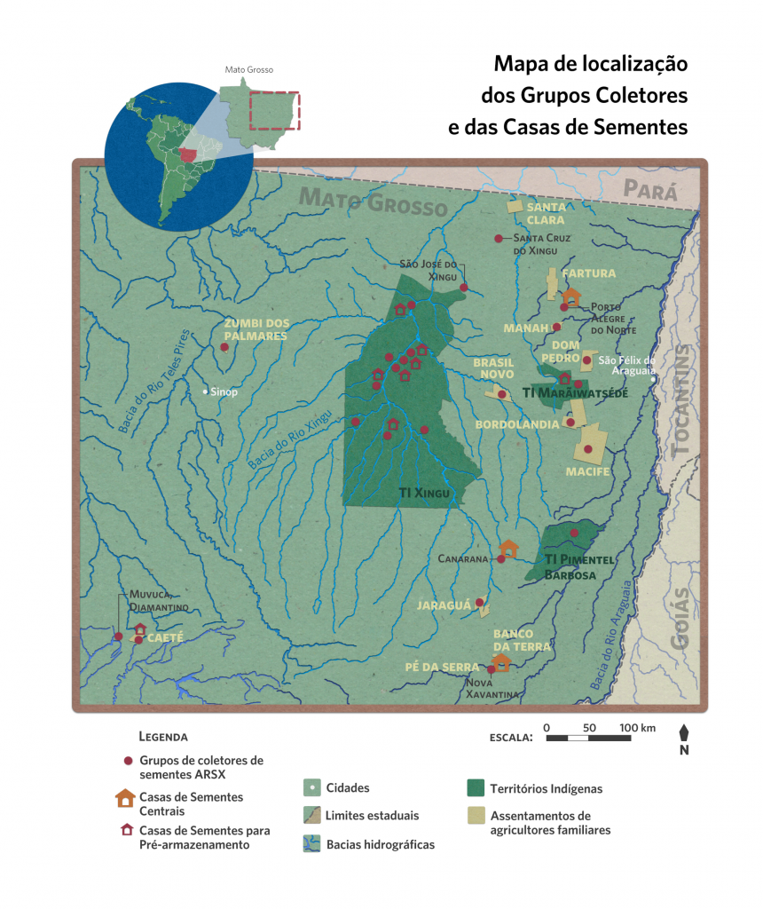 Rede de Sementes do Xingu mapa