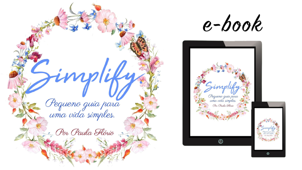 Foto da capa do livro com o nome Simplify em azul rodeado de um círculo de flores nas cores rosa, vermelho e verde. Autocuidado