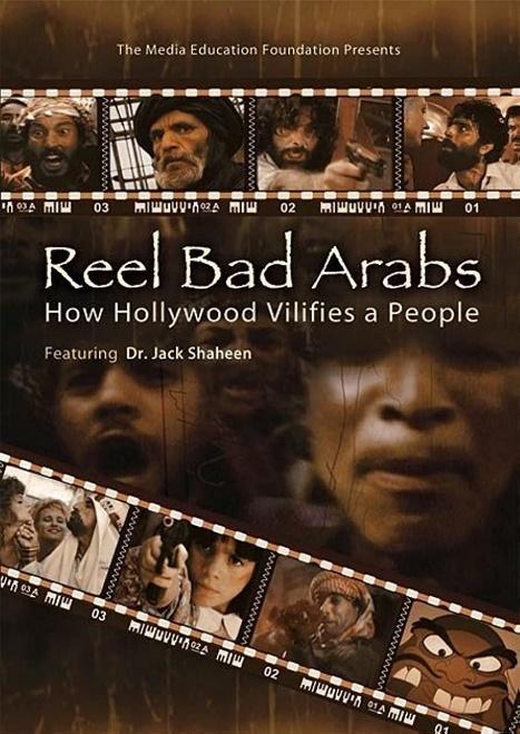 Capa do filme reel bad arabs com rostos de pessoas em filmes de revelação. O titulo está escrito em branco e as outras cores são marrom.