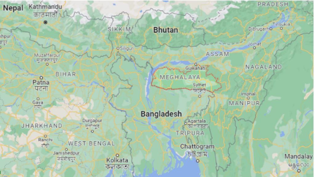 print do Google Maps com a localização da Ásia, destaque para Índia e Bangladesh