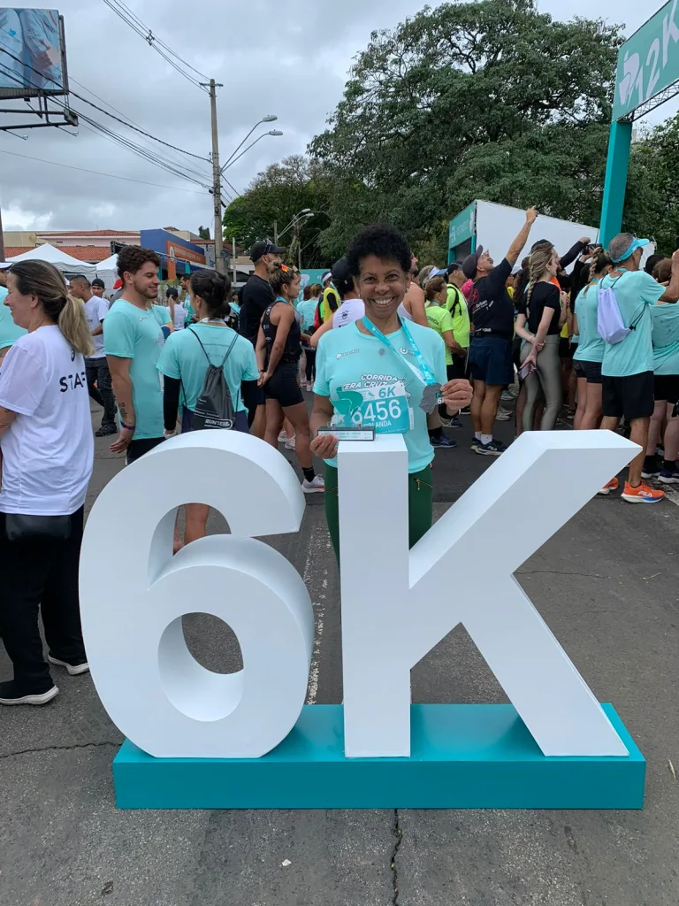 Orlanda da Graças Reis foi pódio na corrida Vera Cruz, de 6 km, em Campinas (SP), em 2023.